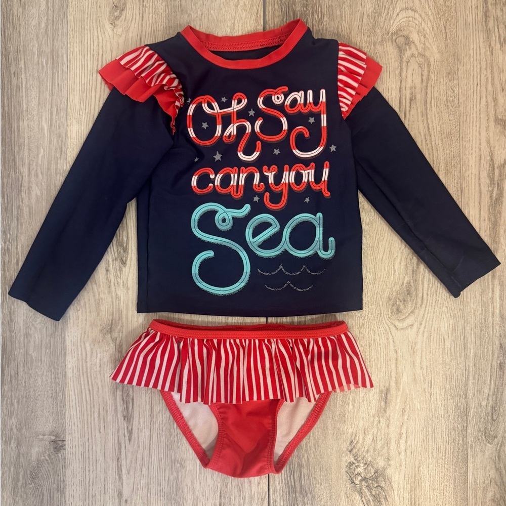 Cat & Jack Navy, Red & Aqua Long-Sleeve Rashguard Set
